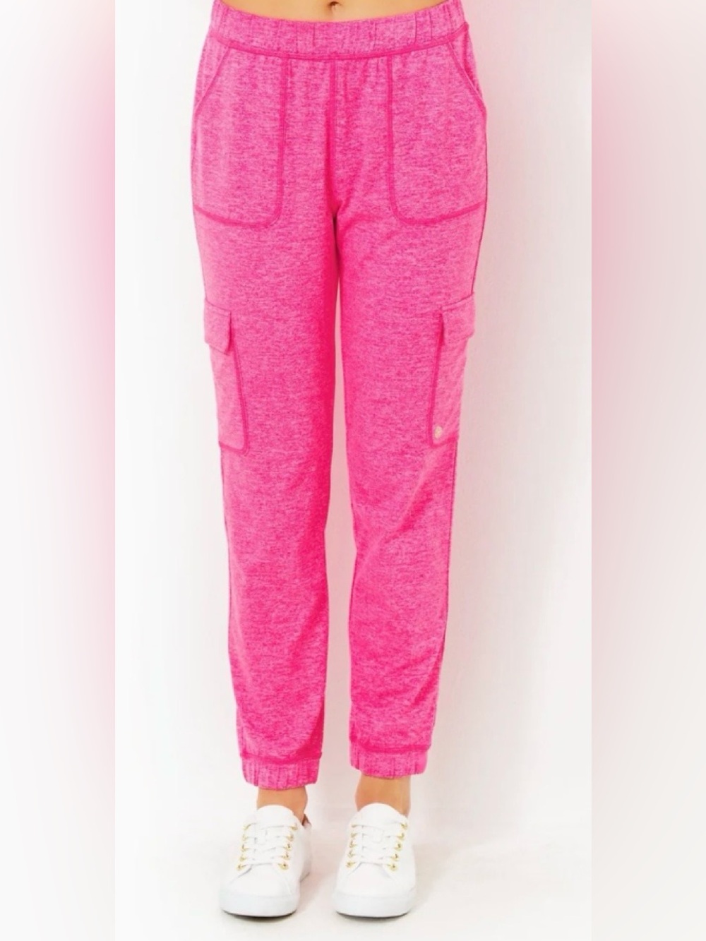 Lilly Pulitzer UPF 50+ EVA PANT HEATHERED PASSION FRUIT PINK Jogger Pants XL